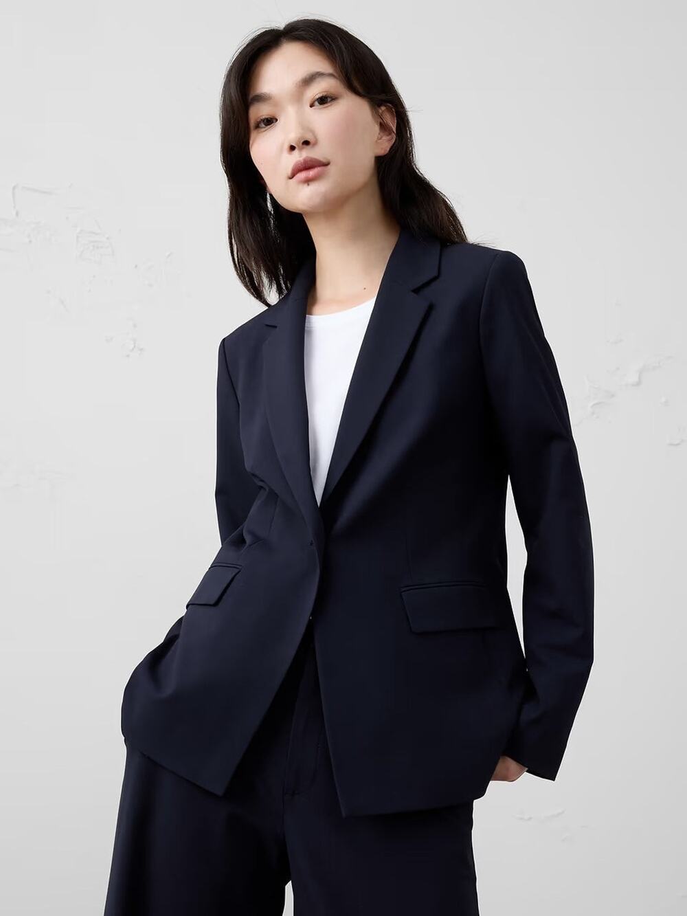 Banana Republic Factory Sculpted Stretch Long Blazer Navy Size 4 NWT $160 MSRP
